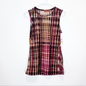 2OH Threads Sheer Sleeveless Blouse Tank Fall Colors Size Medium